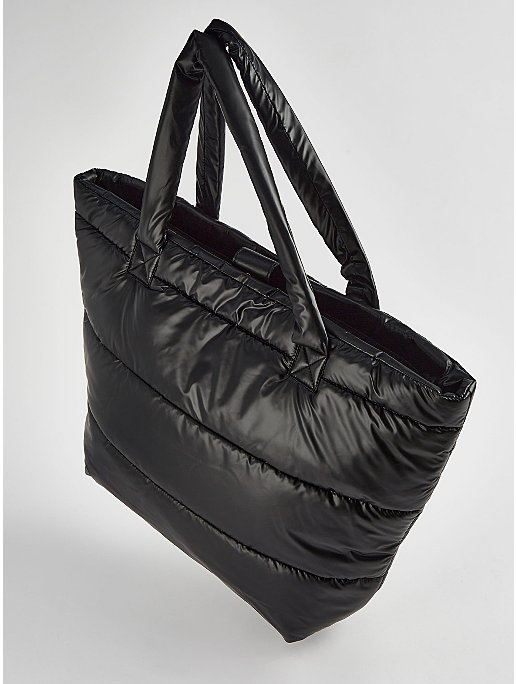 Black Quilted Puffer Tote Bag | Women | George at ASDA