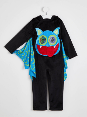 Halloween Black Velvet Bat Boo Costume Kids at ASDA
