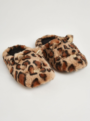 Leopard Print Cat Mule Slippers Kids at ASDA