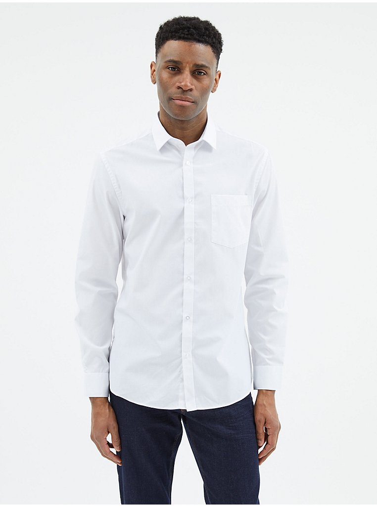 White Long Sleeve Slim Fit Formal Shirt | Men | George at ASDA