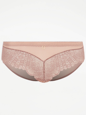 Entice Nude Geometric Short Lace Knickers Women at ASDA