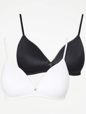 White Padded Non Wired First Bra 2 Pack Lingerie at ASDA