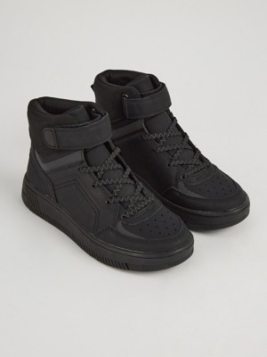 Black Double Fasten High Top Trainers Kids at ASDA
