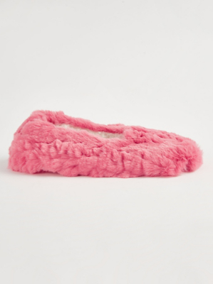 Tickled Pink Faux Fur Full Back Slippers Women at ASDA