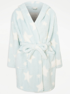 Aqua Blue Star Print Dressing Gown