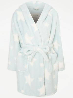 Aqua Blue Star Print Dressing Gown Women at ASDA