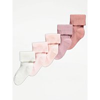 Assorted Pink Ribbed Ankle Socks 5 Pack | Baby | George at ASDA