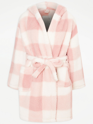 Pink Checked Dressing Gown Women at ASDA