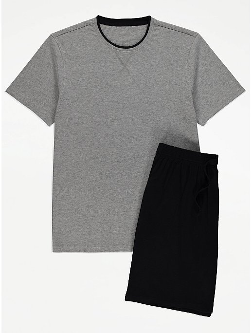 Grey Basic Short Sleeve Pyjamas | Men | George at ASDA