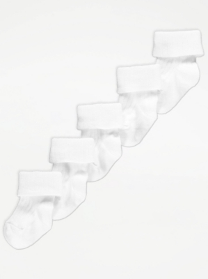 White Socks 5 Pack Baby at ASDA