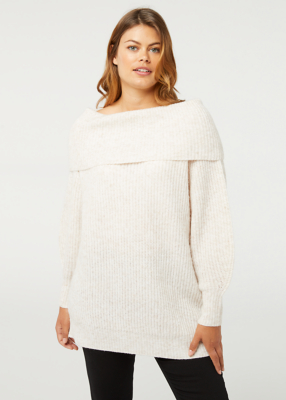 Cream Chunky Knit Bardot Jumper Women at ASDA