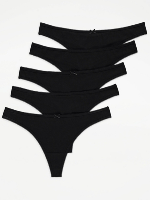 Black Thongs 5 Pack Women at ASDA