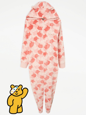 Children In Need Pink Team Blush Fleece Onesie Women at ASDA