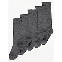 Grey Heart Detail Cotton Rich Knee High Socks 5 Pack | Kids | George at ...