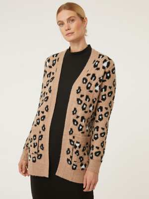 Brown Leopard Print Cardigan Women at ASDA