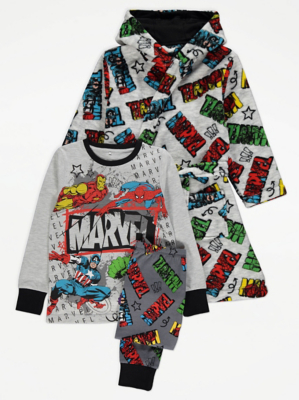 Marvel Character Print Pyjamas and Dressing Gown Set Kids at