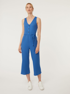 Blue Ribbed Jumpsuit Women at ASDA