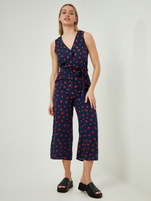Navy Strawberry Print Jumpsuit Women at ASDA