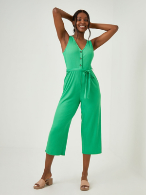 Green Ribbed Jumpsuit Women at ASDA