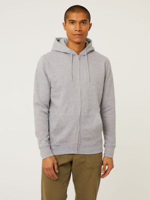Grey Plain Zip Up Hoodie Men at ASDA