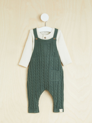 Billie Faiers Green Dungaree and Bodysuit Outfit Baby at ASDA
