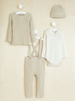 Billie Faiers Cream Ribbed Knit 4 Piece Outfit Baby at ASDA