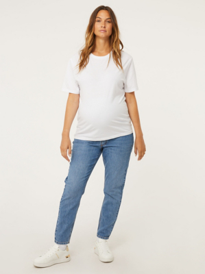 Maternity Blue Over Bump Mom Jeans Women at ASDA