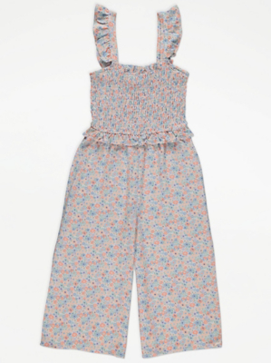 Pastel Ditsy Floral Print Culotte Jumpsuit