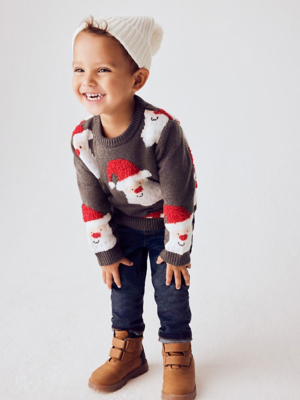 Grey Santa Christmas Jumper Kids at ASDA