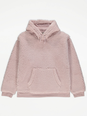 Pink Sherpa Fleece Hoodie Kids at ASDA