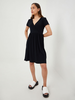 wrap front jersey dress