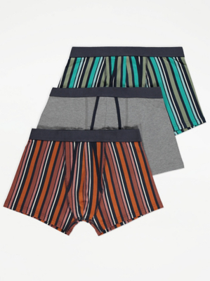 Bright Striped AFront Boxers 3 Pack Men at ASDA