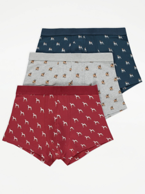 Dog Print Jersey Boxer Shorts 3 Pack Men at ASDA