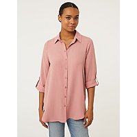 Pink Roll Sleeve Button Up Shirt | Women | George at ASDA