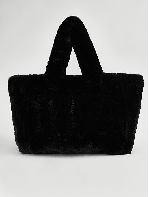 Black Faux Fur Tote Bag | Women | George at ASDA