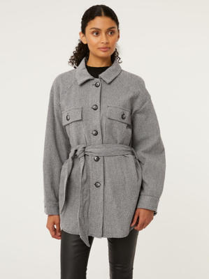 belted shacket womens