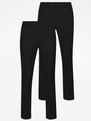 Black Formal Suit Trousers 2 Pack Men at ASDA
