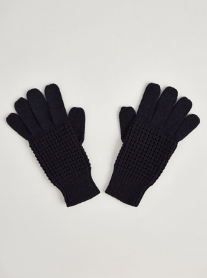 Navy Chunky Knit Gloves Men at ASDA