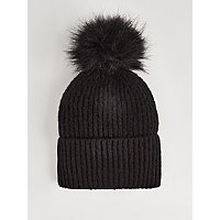 Black Knitted Bobble Hat | Women | George at ASDA