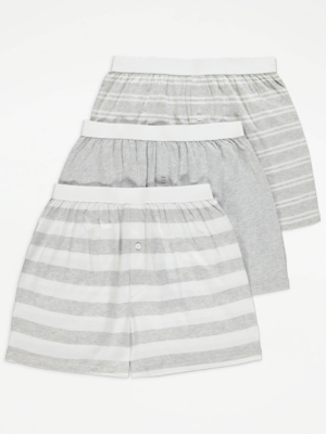 Assorted Grey Striped Loose Fit Boxers 3 Pack Sale & Offers