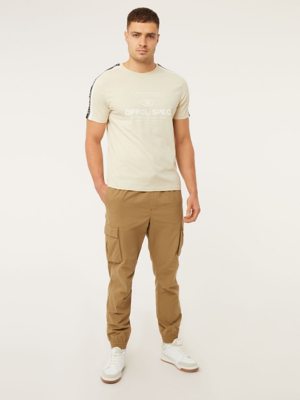 Tan Slim Fit Pull On Cargo Trousers Men at ASDA