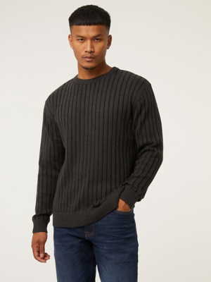 mens grey ribbed jumper