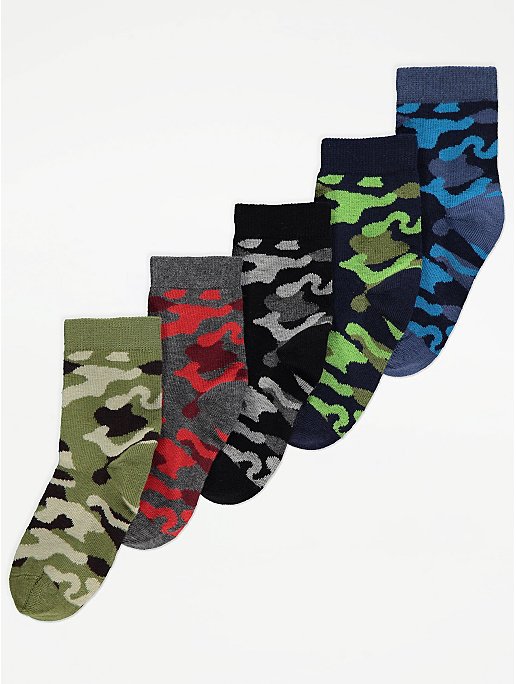 Men Cotton Rich Camouflage Army Ankle Socks 