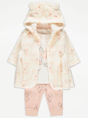 Disney Winnie The Pooh Pink Dressing Gown and Pyjamas Set Baby at ASDA