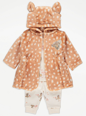 Disney Bambi Character Print Pyjamas and Dressing Gown Set Baby