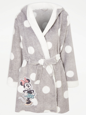 Disney Minnie Mouse Hooded Grey Dressing Gown Women at ASDA