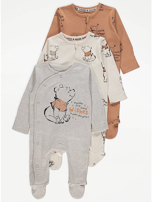 Disney Winnie The Pooh Think Happy Character Sleepsuits 3 Pack | Baby ...