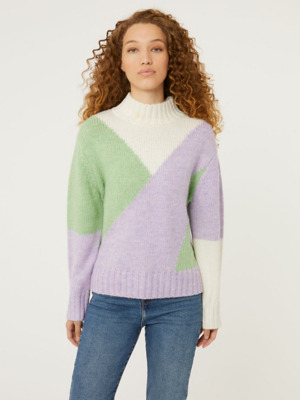 Lilac Assorted Pastel Colour Block Knitted Jumper Women at ASDA