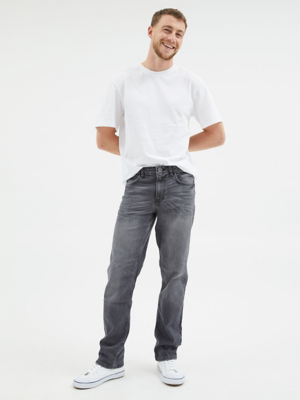 Dark Grey Straight Fit Jeans Men at ASDA