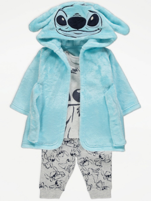 Disney Lilo and Stitch Blue Dressing Gown and Pyjamas 3 Piece Set